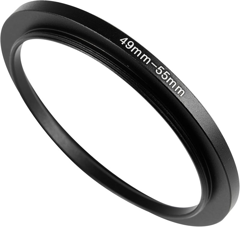 JOYTOLIN 49-55mm Metal Step-Up Ring Adapter Compatible with Mirrorless Cameras DSLR Lens, UV CPL ND Filter Thread Converter, Black - Image 1